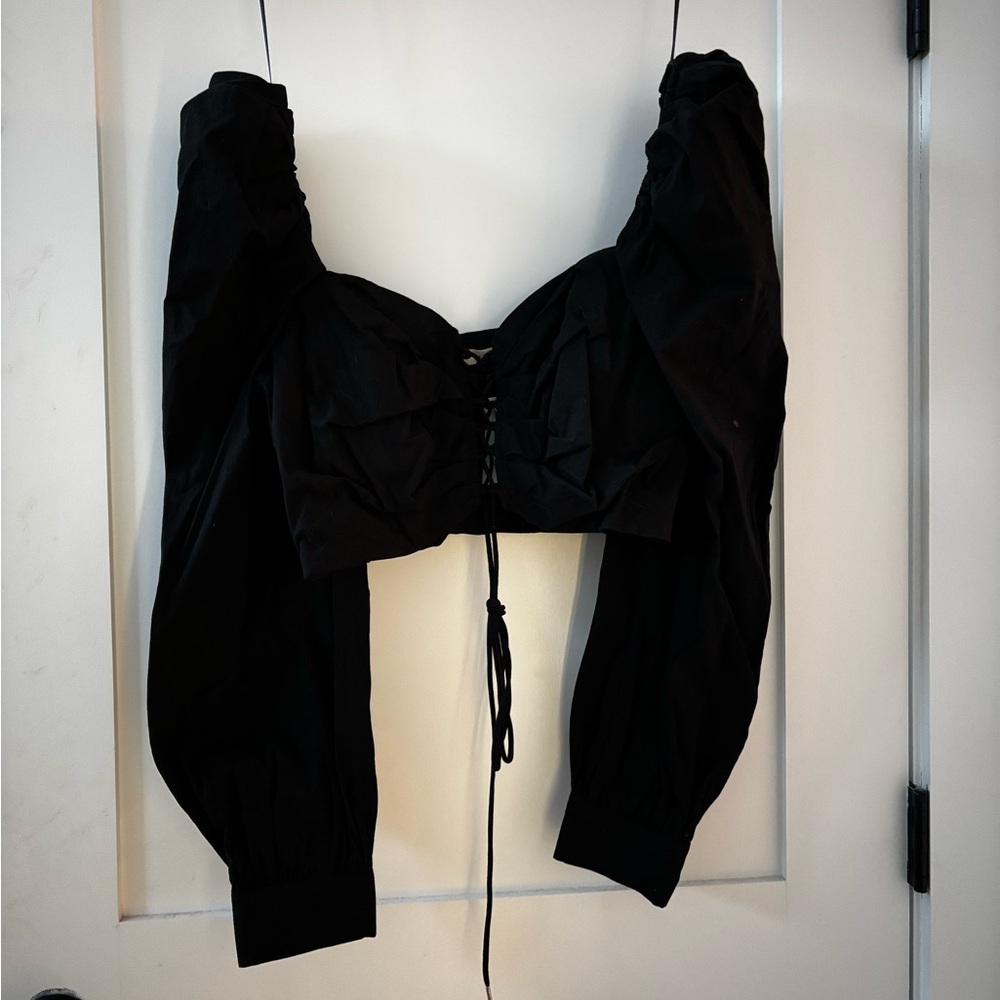Anthropologie NWT Black Long Sleeve Crop